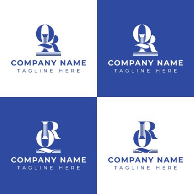 Harfler QR ve RQ Sütun Logosu Seti, RQ ve QR ile ilgili Pillar ile iş yapmak için uygun