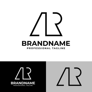 Letters AR Monogram Logo, made in monoline for AR or RA initials clipart