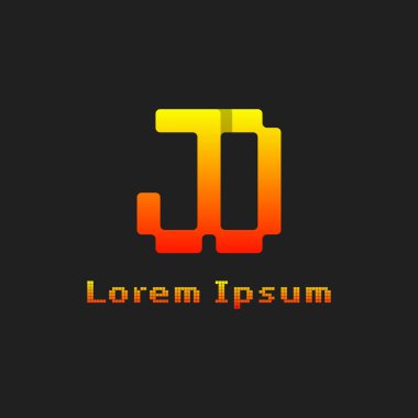 Letters JO Pixel Monogram Logo, suitable for any business with JO or OJ initials clipart