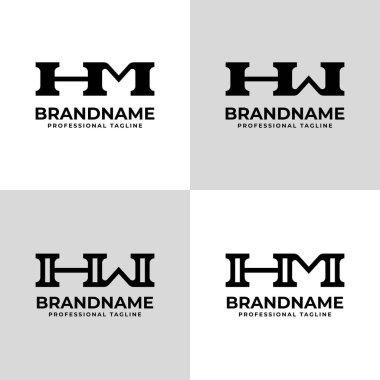 HM ya da HW Monogram Logosu harfleri, HM MH HW ya da WH harfleriyle başlayan her iş için uygundur.