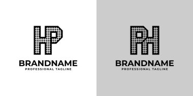 Harfler HP ve PH Dot Monogram Logosu, PH veya HP harfleri ile iş için uygundur