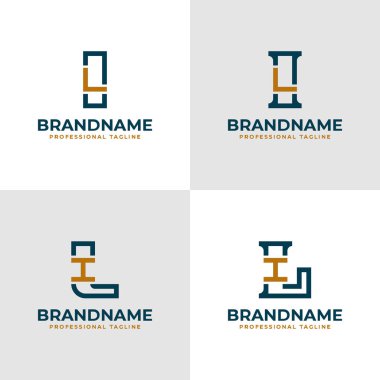 Zarif Harfler IL ve LI Monogram Logosu, IL veya LI baş harfleri ile iş yapmak için uygun