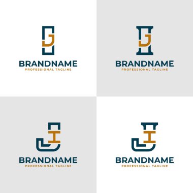 Zarif Harfler IJ ve JI Monogram Logosu, IJ veya JI baş harfleri ile iş için uygun