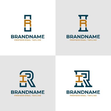 Şık Harfler IR ve RI Monogram Logosu, IR veya RI harfleriyle iş yapmak için uygun.