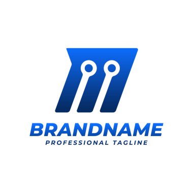 M harfi teknoloji logosu, baş harfleri M ile başlayan her iş için uygundur.