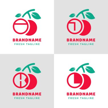 I K K L kiraz logosu seti, tazeliği, canlılığı ve doğayı simgeler.