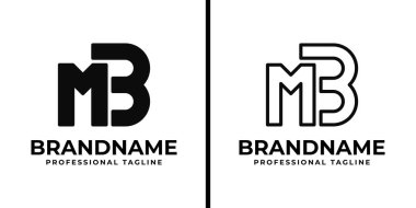 BM veya MB baş harfleri ile iş için MB veya BM Monogram Logo Set