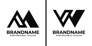 AM, MA, VW veya WV baş harfleri ile iş için VW Monogram Logo Set