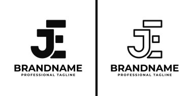EJ veya JE baş harfleri ile iş için JE veya EJ Monogram Logo Set