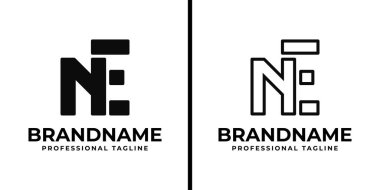 EN veya NE baş harfleriyle iş yapmak için NE veya EN Monogram Logosu Seti