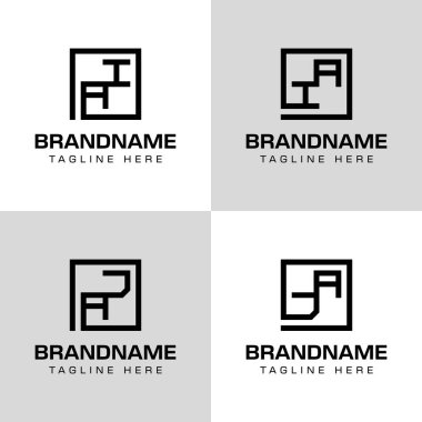 Harfler AI IJ JA Monogram Logo Seti, AI IA AJ JA baş harfleriyle iş için