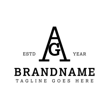 AG Monogram Serif Logosu, AG veya GA baş harfleri olan her iş için uygundur