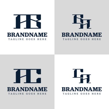 AB BA AC CA Monogram Logo Seti, AB BA AC CA baş harfleriyle iş yapmak için