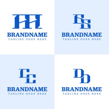 AA BB CC DD Monogram Logo Set, AA BB CC DD baş harfleri ile iş için