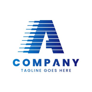 Harf A Dinamik Teknoloji Logosu, yenilik, hız ve ilerlemeyi simgeliyor.