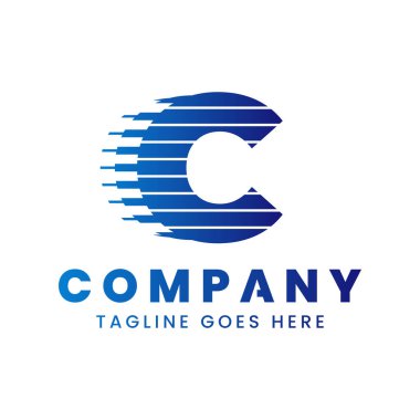 C Harfi Dinamik Teknoloji Logosu, yenilik, hız ve ilerlemeyi simgeliyor.