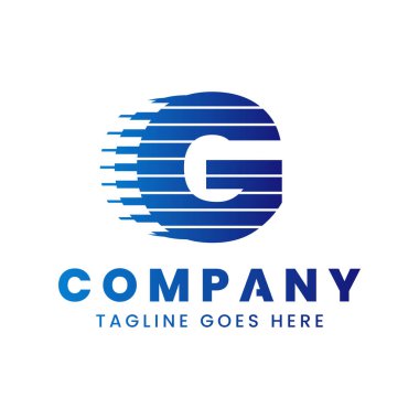 G Harfi Dinamik Teknoloji Logosu, yenilik, hız ve ilerlemeyi simgeliyor.