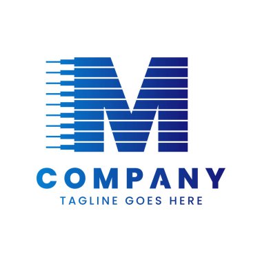 M Dinamik Teknoloji Logosu, yenilik, hız ve ilerlemeyi simgeliyor.