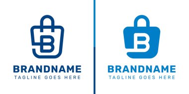 B Harfi Alışveriş Torbası Logosu Seti, kolaylığı, tarzı ve perakendeciliği simgeliyor