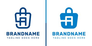 A Harfi Alışveriş Torbası Logosu Seti, kolaylığı, tarzı ve perakendeciliği simgeliyor.