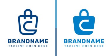 C Harfi Alışveriş Torbası Logosu Seti, kolaylığı, tarzı ve perakendeciliği simgeliyor.