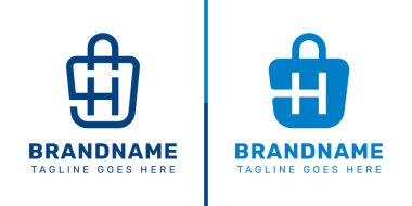 H Harfi Alışveriş Torbası Logosu Seti, kolaylığı, tarzı ve perakendeciliği simgeliyor