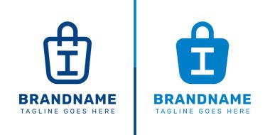 I. Alışveriş Torbası Logosu Seti, kolaylığı, tarzı ve perakendeciliği simgeliyor.