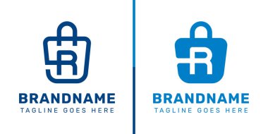 Harf R Alışveriş Torbası Logosu Seti, kolaylığı, tarzı ve perakendeciliği simgeliyor