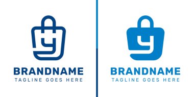 Y Harfi Alışveriş Torbası Logosu Seti, kolaylığı, tarzı ve perakendeciliği simgeliyor