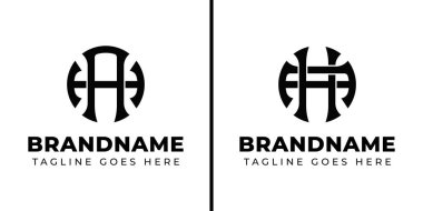 AH ve HA Monogram logosu, HA veya AH baş harfleriyle iş için uygun.