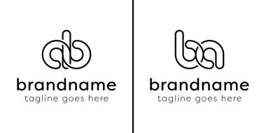 AB ve BA Monogram Hattı Logosu, BA ve AB harfleriyle başlayan her iş için uygundur.