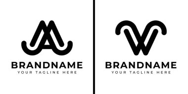 MA ve VW Monogram Logosu, AM MA VW ya da MV harfleri olan her iş için uygundur.