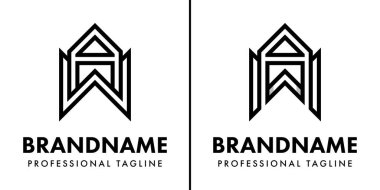 WA Harfleri Monogram Logosu Seti, MA veya AM harfleriyle başlayan her iş için uygundur