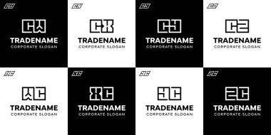 Harfler WC CX XC CY CC ZC Meydanı ve Dinamik Logo Kümesi