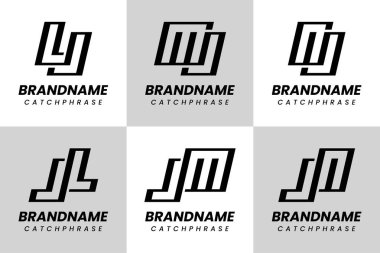 Harfler JL LJ JM MJ JN NJ Monogram Logo Seti, herhangi bir iş için uygun