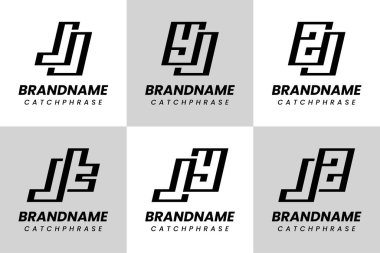 Harfler JJ JT JY JJ JZ ZJ Monogram Logo Seti, her iş için uygundur