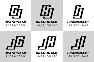 Harfler JG GJ JH HJ JI IJ Monogram Logo Seti, herhangi bir iş için uygun