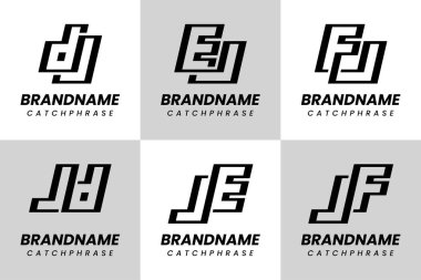 Harfler JD DJ JE EJ JF FJ Monogram Logo Set, her iş için uygundur