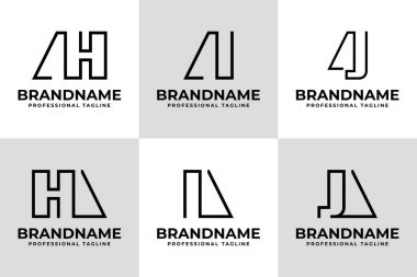 Harfler AH AI IA AJ JA Monogram Logosu