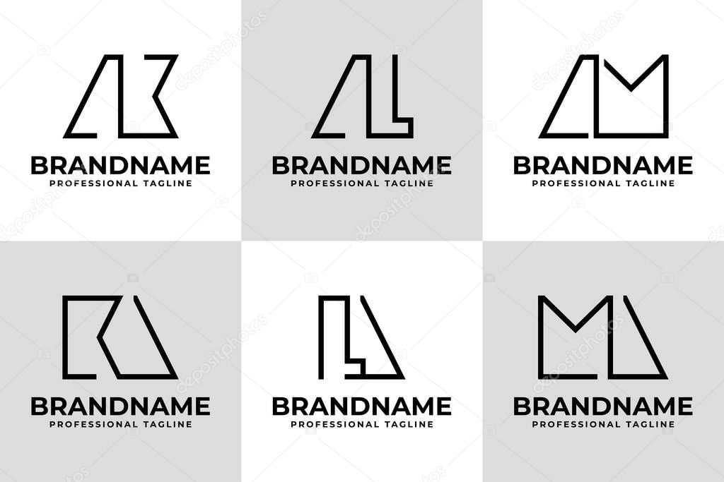 Letters AK KA AL LA AM MA Monogram Logo