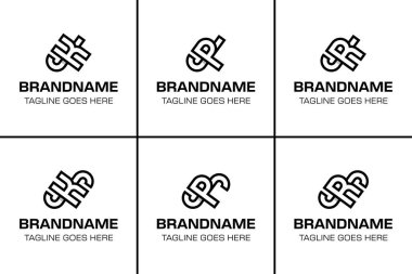 Harfler JK JP JR SK SP SR Monogram Logo Set, veya KJ PJ RJ KS baş harfleri PS RS