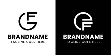 GF EF ve EF Monogram Logosu harfleri, GFG EF FE FE baş harfleriyle başlayan her iş için