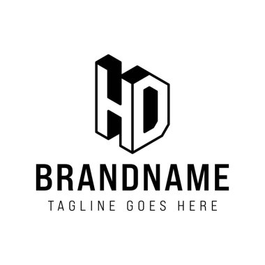 Harfler HD 3D Monogram Logosu, HD veya DH harfleri için profesyonellik ve yenilikçiliği temsil eder
