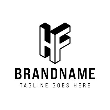HF 3D Monogram Logosu, HF veya FH harfleri için profesyonelliği ve yeniliği temsil etmektedir.