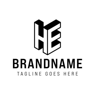 HE 3D Monogram Logosu, HE veya EH harfleri için profesyonellik ve yenilik anlamına gelir