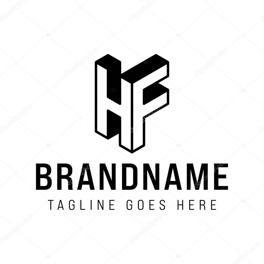 Letters HF 3D Monogram Logo,  represents professionalism and innovation for HF or FH initials