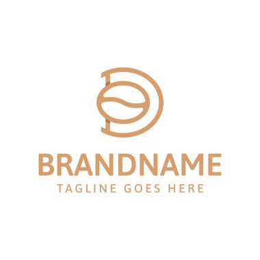 D harfi kahve logosu, tipografiyi ince kahve imgeleriyle birleştiriyor, profesyonel ama davetkar bir his veriyor.