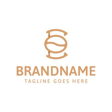E harfi kahve logosu, tipografiyi ince kahve imgeleriyle birleştiriyor, profesyonel ama davetkar bir his veriyor.