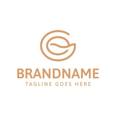 G veya GE Kahve Logosu, tipografiyi ince kahve imgeleriyle birleştirir, profesyonel ama davetkar bir his sunar.
