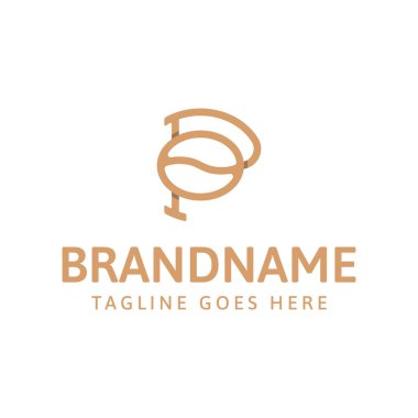 P harfi kahve logosu, tipografiyi ince kahve imgeleriyle birleştiriyor, profesyonel ama davetkar bir his veriyor.